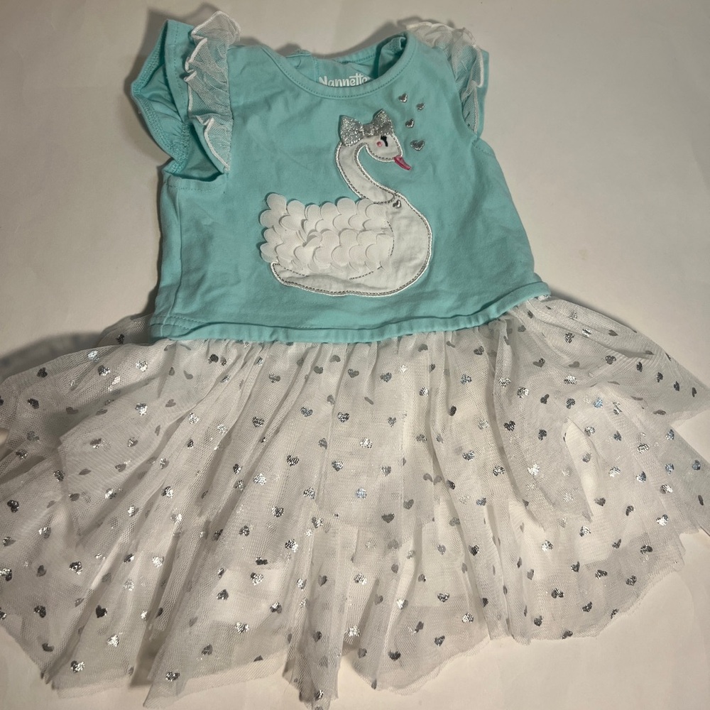 Nannette Baby Teal Dress with Silver Details